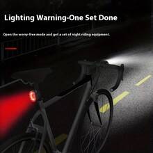 Bicycle LED Headlight & Taillight Set,Bicycle Lighting, Front And Rear Lights, Bicycle Lights, LED Cycling Lights, Bicycle Flashlight Jane, Bicycle Front Tail Light Lights. USB Type-C Fast Charging Bicycle Front,And Portable LED Bike Light, IPX5 Waterproof,Suitable For Various Holiday Gifts, Suitable For Giving Father'S Day Gifts(2PCS) - Black - View 7