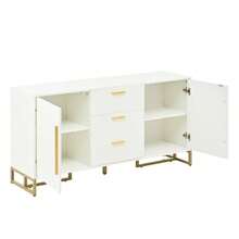 Elegant Black  -Patterned Sideboard With 2 Doors And 3 Drawers, Suitable For The Dining Room, Kitchen And Living Room. - 白色 - 查看 7