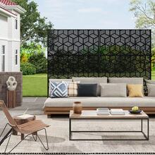 Pantalla de Privacidad Metálica 74"x47.2" con Soporte, Panel Divisor Decorativo para Exterior, Partición Libre para Terraza, Balcón y Jardín, Uso Interior y Exterior - Estilo3 - Ver 7