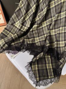 GMFP 女士夏季休闲优雅时尚宽松限量版多色格子蕾丝半身裙，适合音乐节/婚礼季春季穿着 - 彩色 - 查看 8