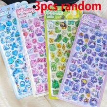 3/4pcs Random Cartoon 3D Embossed Jelly Stickers, DIY Scrapbooking Decorative Stickers, Cute Stickers - Multicolor - View 7