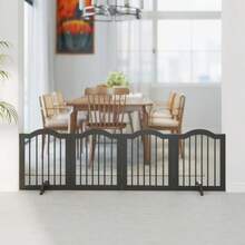 Freestanding Dog Gate With Feet, Foldable, 4 Panels, 208 X 29.5 X 61 Cm, Black - Black - View 1