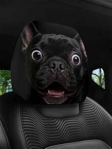 2 piezas de fundas para reposacabezas de coche con estampado de dibujos animados de bulldog negro. Estas son decoraciones interiores personalizadas para automóviles. Son fáciles de instalar y quitar. Son adecuadas para viajes de conducción a larga distancia y salidas de ocio. Son ideales para amantes de los perros. - 2 piezas - Ver 8
