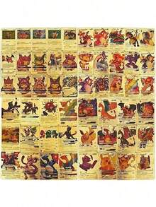 Pokemon 55PCS Pokemon Anime Figure Cards, Black /Silvery/Gold Foil Pokemon Cards,EnglishAnime Game Cards,Creative Tables Games Deck Cards Suitable For Collection Random Style Pattern - Multicolor - View 4