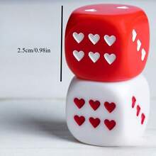 一包50颗心形骰子，25毫米大骰子，心形点数骰子，适用于桌面游戏、酒吧、KTV和饮酒游戏 - 彩色 - 查看 2