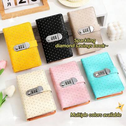 Álbum de almacenamiento de efectivo tamaño A6 con cerradura con contraseña, adecuado para almacenar monedas y billetes, bolsa de almacenamiento de dinero en efectivo de gran capacidad