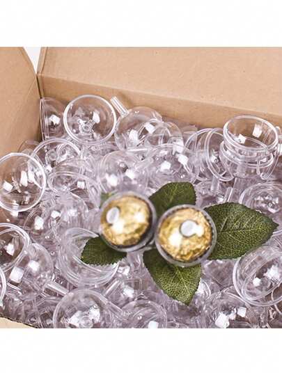 20pcs Chocolate Flower Holders With Transparent Dome Lids, Acrylic Flower Cups, Suitable For Valentine's Day Bouquets, DIY Flower Supplies, Wedding Decor, Party Decorations, Graduation Chocolate Packaging, Graduation Ceremony Decorations, Back To School Gifts, Party Favor Boxes