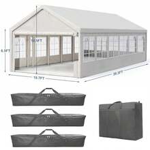 10x20'/ 13x26'/16x32'/20x40' Party Tent Heavy Duty Carport Gazebo Canopy Garage Car Shelter With Windows Outdoor UV Protection & Waterproof Party Tent Multifunctional Outdoor Commercial Use For Events & Car / Motorcycle / Boat Protection 2 Windows Walls +2 Zipper Walls - White - View 6