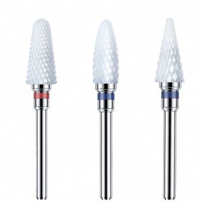 3pcs Ceramic Nail Drill Bit Set, 3/32-Inch Shank Acrylic Nail File, File Tool For Electric Nail Drill To Remove Nail Gel, Suitable For Home Salons And Nail Art DIY Projects.