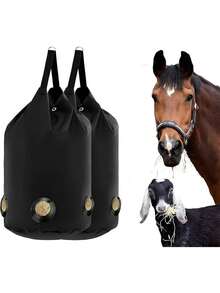 Goat Hay Feeder, Slow Feed Hay Bag For Horses, Sheep, Donkey, Cows, Alpacas And Ostriches, Premium Oxford Waterproof Fabric, Circle Leather Reinforced 5 Open Feeding Hole For Resist Biting - 彩色 - 查看 10