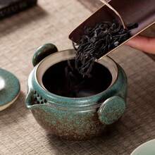 1 Set Portátil de Té para Viajes al Aire Libre, Juego de Tetera Compacto Pequeño, Taza de Cerámica de Preparación Rápida, 1 Tetera y 2 Tazas de Té - Verde - Ver 3