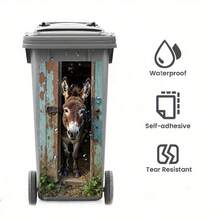 1张驴子偷看垃圾桶贴纸 - 逼真微笑的驴脸PVC防水亮面，农场动物门/垃圾桶贴纸，适用于室内/室外（冰箱、围栏） - 易撕易贴（1张） - 驴子，2D平面 - 彩色 - 查看 12