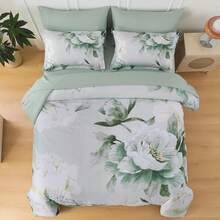 7 Piece Sage Green Floral Comforter Set Full/Queen/King Size Bed In A Bag,Flowers Printed On Light Comforter Set With Sheets, Soft Microfiber Botanical Bedding Set For Wedding Items,Home Bed Room Decor,Easter Gifts,Mothers Day Gift,All Season - 鼠尾草綠 1245 - 查看 5