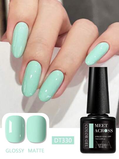 1 st 7ml grönt gel nagellackset, vår- och sommarnaglar, macaron godisfärgad semi-permanent soak-off UV LED nagellack, manikyr nagelkonst gör-det-själv för hem och salong nageltillbehör