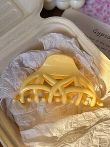 2个/1个女士黄色网状花朵发爪夹，时尚发饰，优雅简约纯色发爪，适合日常、休闲、派对、海滩、度假、发型设计、洗发、化妆、服装配饰，秋冬春夏皆宜 - 彩色 - 查看 5