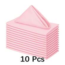10/20/30pcs Solid Color Square Cloth Napkins, Polyester Napkins, Soft Washable Reusable 12/14/17/20 Inch, For Home, Hotel, Wedding, Party, Restaurant & Festive Celebrations - Baby Pink - View 10