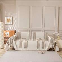 Gugxiom Funda de Sofá Chenille de Doble Cara Fundas de sofá para Perros y Gatos Cubre Salas esquineras en L para sofá de 3 plazas 2 plazas y 1 Plaza marrón Claro 180 * 300cm - marrn claro - Ver 7