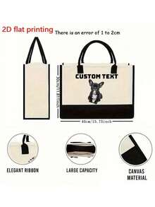 A Two Pieces Personalized Custom Dog Photo Tote Bag And Makeup Bag Set. A Cute Dog-Themed Gift. A Small Travel Makeup Bag Suitable For Pet Lovers. A Zipper Bag Suitable For Teenagers, Daughters And Sisters. An Interesting Pet Gift. A Decorative Makeup Storage Bag For Birthdays And Christmas. Makeup Storage Bag - Multicolor - View 7