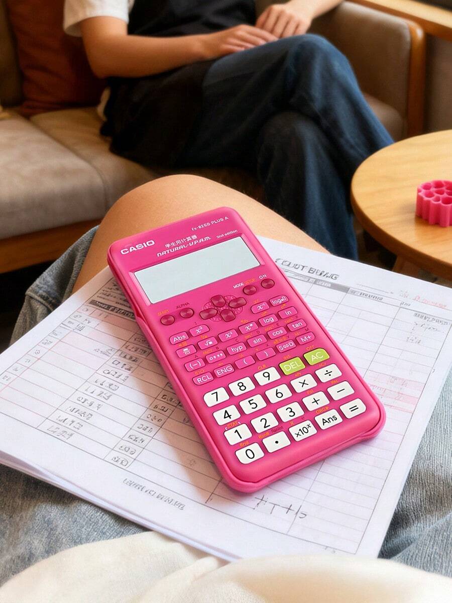 Casio 卡西欧科学计算器，252种功能，自然教科书式显示，高中生和大学生必备，数学办公工具 - FX-82ES Plus - 玫紅色 - 查看 1
