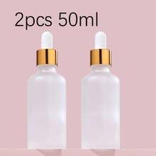2支装磨砂玻璃滴管小瓶，适用于精油、香薰、香水和化妆品 - 容量分别为10毫升/15毫升/30毫升/50毫升，配有玻璃滴管 - 方便携带，可用于盛装液体、浴室用品和旅行用品 - 無色 - 查看 8