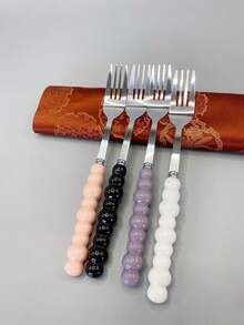 1/3 chiếc nĩa thép không gỉ Pearl, tay cầm bằng gốm, nĩa tráng miệng chất lượng cao, thích hợp cho bữa tối kiểu Tây tại nhà, bít tết và món tráng miệng - Nhiều màu - Xem 23