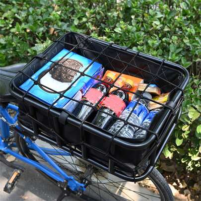 自行车后货架篮 重型可折叠自行车篮 适用于山地车、城市自行车和折叠自行车