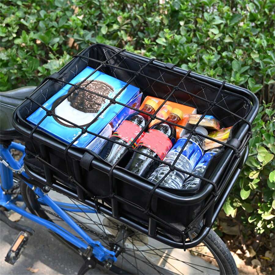 自行车后货架篮 重型可折叠自行车篮 适用于山地车、城市自行车和折叠自行车 - 彩色 - 查看 1