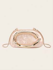Gets Apricot Acrylic Clutch Purse For Women Marbling Evening Wedding Handbags Acrylic Shell Box Purses For Party Prom Cocktail - 杏色 - 查看 1