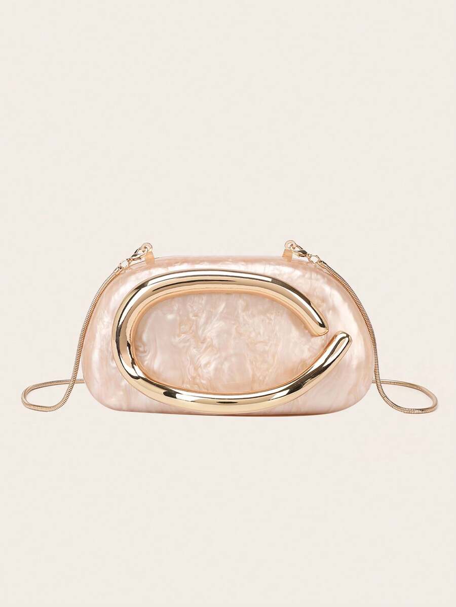 Gets Apricot Acrylic Clutch Purse For Women Marbling Evening Wedding Handbags Acrylic Shell Box Purses For Party Prom Cocktail - 杏色 - 查看 1
