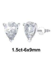 1pc 925 Sterling Silver Teardrop Cubic Zirconia Stud Earrings, Elegant & Timeless Jewelry For Young Women - LZE02 - View 16