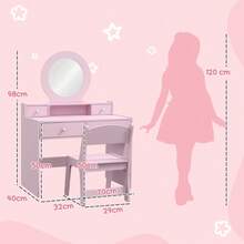 Makeup Table Set With Storage - Vanity Desk, Stool & ,  & Fun Role Play Furniture To Encourage Tidiness - Default - View 3