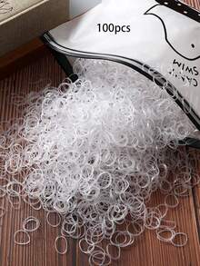 2000/100pcs Disposable Elastic Fashion Headbands For Women, Elastic Hair Ties Won't Damage Ponytail Holders ,Rubber Bands ,Scrunchies ,Hair Rope - White - View 9