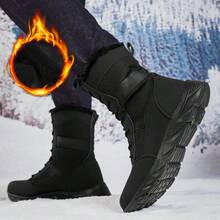 女士时尚雪地靴，保暖加厚冬季鞋，情侣百搭靴，徒步靴 - 黑色 - 查看 4