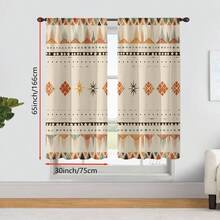 2pcs Geometric Art Printed Semi-Sheer Curtains, Easy Hanging Rod Pocket Design, Suitable For Living Room/Bedroom/Office - Multicolor - View 13