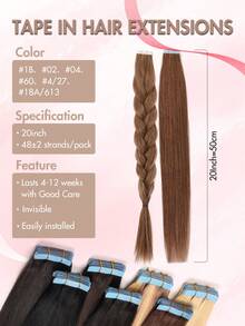 Tape In Hair Extensions Human Hair Extensions High-Quality Real Human Hair 12-22 Inch Natural Straight Blonde Hair Invisible Seamless Easy To Wear Tape In Hair Extensions Volume Boost For Daily & Party Hairstyles - Multicolor - View 4