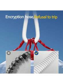 1pc 59-Inch/149.2cm Extra Long Stainless Steel Handheld Shower Hose Replacement, With Brass Fittings And Nut, Flexible Hose Extension For Handheld Shower Head - White - View 8