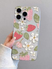 1个草莓图案透明软TPU手机壳，防摔防刮防指纹，摄像头开孔精准，兼容三星、苹果、Pixel、Infinix、Redmi等品牌手机 - 彩色 - 查看 3