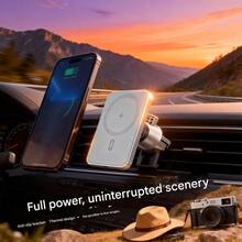 FCV 15W Fast Charging Wireless Car Charger, Portable USB C Powered, Hands-Free Operation, Battery-Free Wireless Charging Function Compatible With IPhone Air 17 Pro Max 16 15 14 13 12 Galaxy Android With Charging Magnetic Attachment