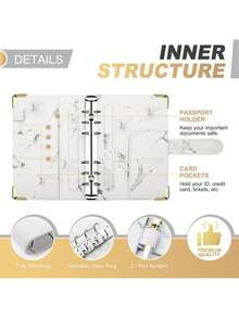 A6预算活页夹套装，包含拉链袋、储蓄追踪器、预算工作簿、带现金信封的预算计划表、学习用品、返校用品 - 可以 - 查看 6