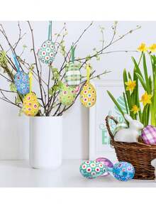 8pcs Colorful Easter Decorative Eggs, Foam Wrapped Colored Eggs, Hanging Style Decorative Eggs, Lucky Eggs, Spring Easter Decorations, Decorative Baskets, Easter Tree Ornaments, Game Prizes, Easter Gifts, Holiday Birthday Party Favors And Home Decor - Nhiều màu - Xem 3