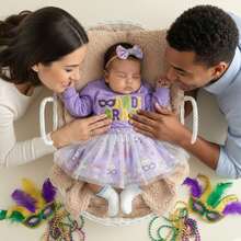 2Pcs/ Set Toddler Girl Mardi Gras Outfit Long Sleeve Sweatshirt Ruffle Layered Tulle Tutu Dresses Skirt Kids Carnival Clothes. Kids Carnival Clothes 1-4Years (Purple) - 藍色 - 查看 3