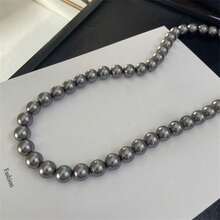 1 Pc Elegant Freshwater Pearl Clavicle Chain Necklace Mixed Candy Color Luxury Jewelry For Women Daily Wear & Gifting - 灰色 - 查看 5