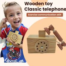 1 Box, Vintage Wooden Rotary Dial Phone Toy - Suitable For Toddlers - Mobile Phone Toy - Pretend Play Telephone - Role Play Toy - Children's Gift - Interactive Toy With Parents - Improve Communication Skills And Language Development - For Children 3+ Years Old - Wooden Toys - View 2