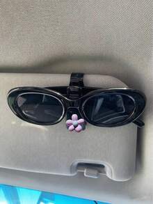 1pc Cute Flower Pattern Car Sunglasses Clip, Multi-Functional Visor Organizer For Sunshade, Tickets And Name Card