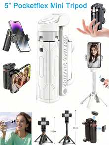 Pocketflex Mini Tripod, Aluminum Alloy 360° Flexible Rotation Selfie Stick Tripod, One-Key Switch 3-In-1 Phone Tripod With Retractable Handle, Detachable Remote, Pocket-Sized Ultimate Travel Photography Gear, Suitable For Summer Vacation, Travel, Outdoor Activities, Live Streaming, Stable Recording - Multicolor - View 10