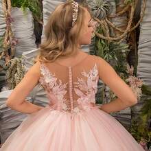 Elegant Sweetie Princess Sleeveless Flower Girl Dresses Appliques  Tulle Pageant Dresses For Girls Kids Party Ball Gowns,First Communion Dress,Tween Girls Princess Dress,Birthday,Wedding Or Photoshoot Outfit,Dance Performance Dress,Piano Performance Dress,Perfect For Shows,Birthday Parties,Vacations,Pageant,Prom Dress - 粉色 - 查看 5