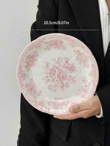 1/2/4pcs Vintage Embossed Ceramic Plates, French Style Snack Plates, Dessert/Cake/Breakfast Serving Trays, Dinner Plates For Steak, Pasta, Coffee Cup, Fruit, Candy, Gift Tableware - Multicolor - View 3