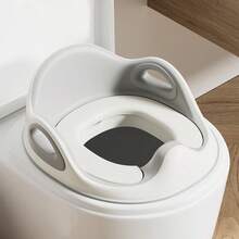 1个幼儿如厕训练座圈，带安全扶手、可拆卸软垫、防滑设计和防溅挡板，男女通用儿童马桶座圈（灰色） - 彩色 - 查看 7