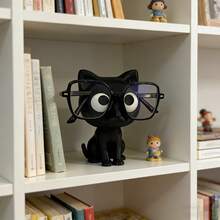 3D Printed Cute Black Cat Eyeglasses Frame - (Glasses Not Included) Sturdy Plastic Eyeglass Holder, Sitting Cat Design, Super Adorable Desktop Storage, Suitable For Home, Office Or Gifts - Black - View 3