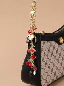 1pc/2pcs Fashion Elegant Red & Brown Billiard Ball, Cherry, Strawberry, Heart, Bow Knot, Irregular Brown Stone Pendant Charm, Suitable For Daily Bag Decoration, Car Key Chain - 彩色 - 查看 5